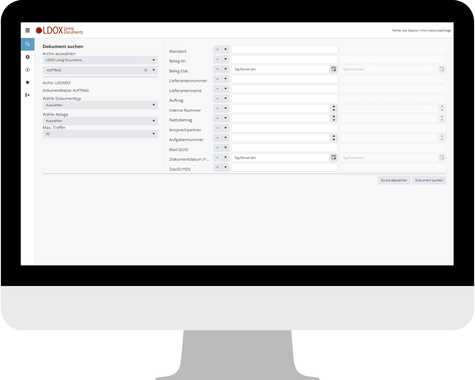 LDOX Web Client Comarch ECM iS InfoStore Dokumentensuche